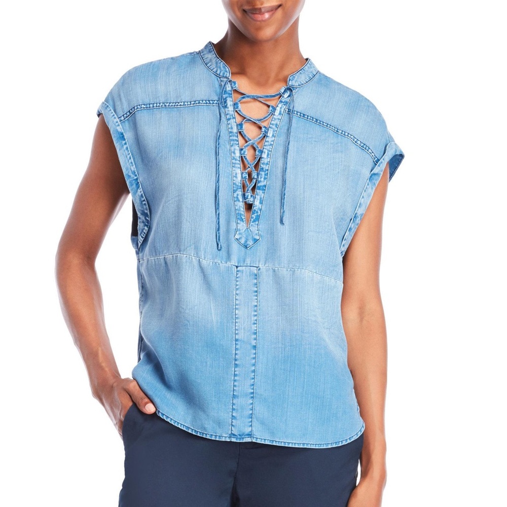 Scotch & Soda Chambray Lace Up Top - image 1